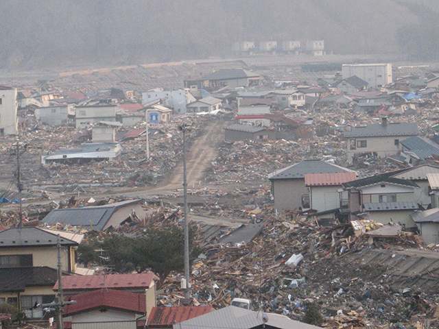 被災 田老市街地の被災状況