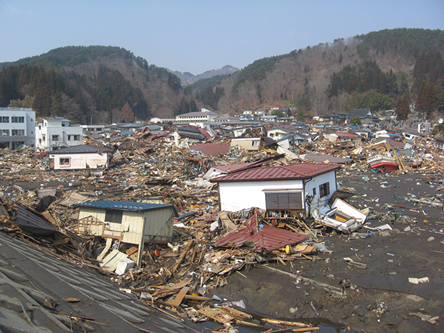 被災 田老市街地の被災状況